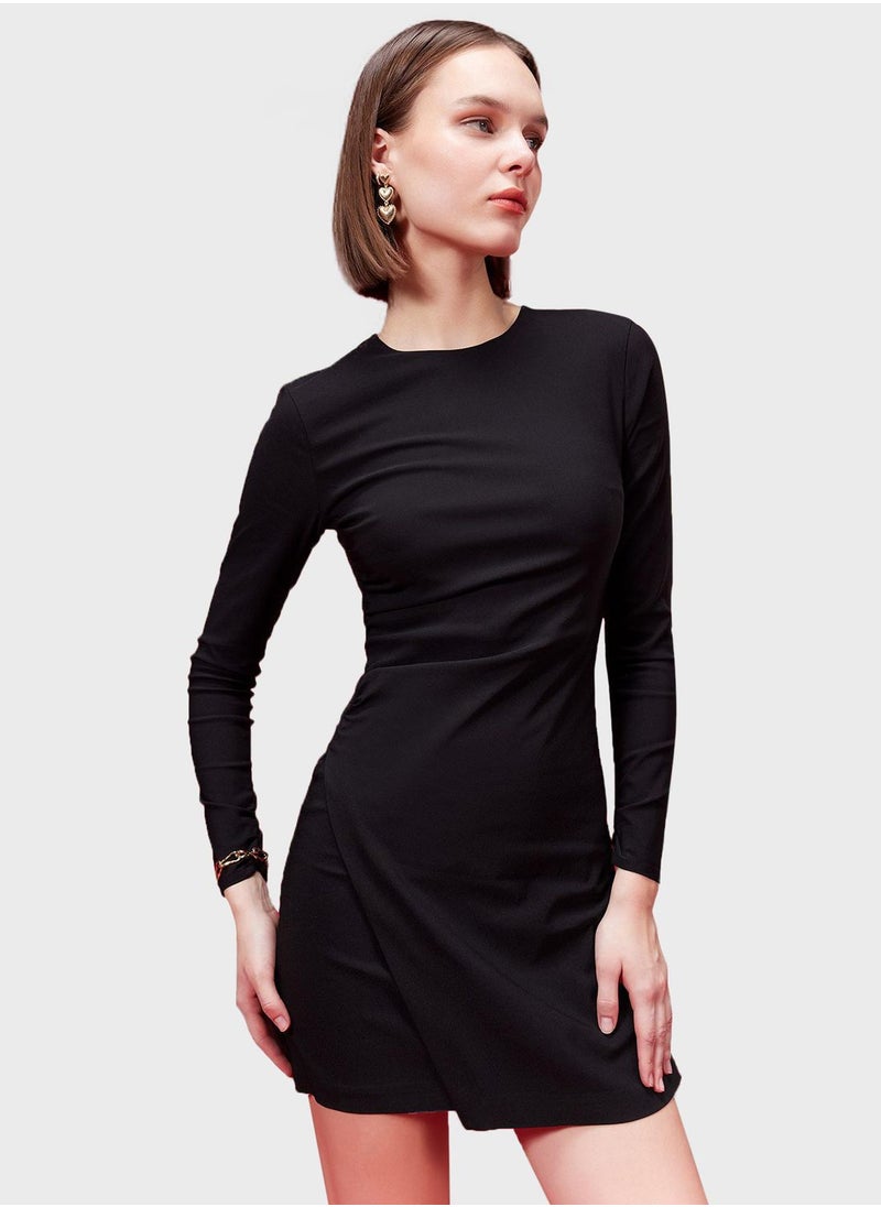 DeFacto Boat Collar Mini Short Sleeve Knitted Dress  - Image 3
