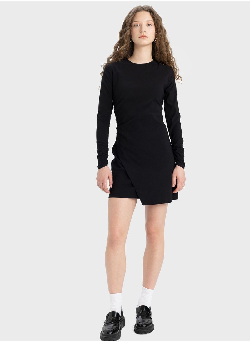 DeFacto Boat Collar Mini Short Sleeve Knitted Dress  - Image 4