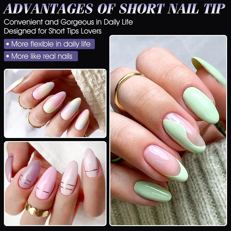 Gelike EC Short Almond Nail Tips: Soft Gel X False Nail Tips Full Cover for Nail Extensions - Acrylic Nails Professional Clear Gelly Tips Preshaped PMMA, 12 Sizes, 240PCS - Image 5