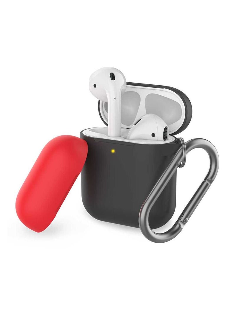 Keychain Version Two Toned Silicone Case for Airpods - Black/Red