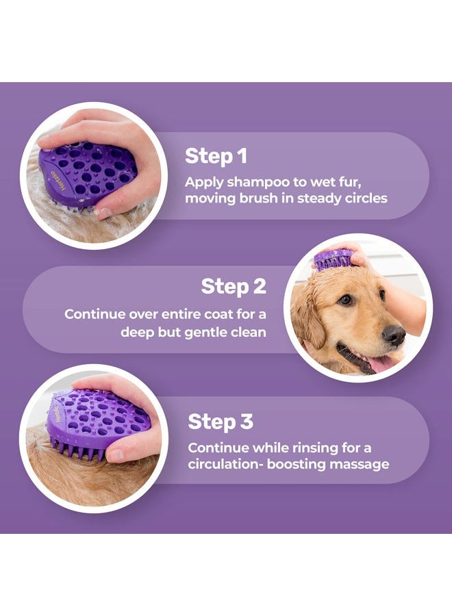 Hertzko Pet Bath & Massage Brush - Dog Bath Brush Scrubber for Shampooing and Massaging Dogs, Cats, Small Animals, Short/Long Hair - Rubber Curry Brush Dog - Removes Loose & Shed Fur (No Handle) - Image 5