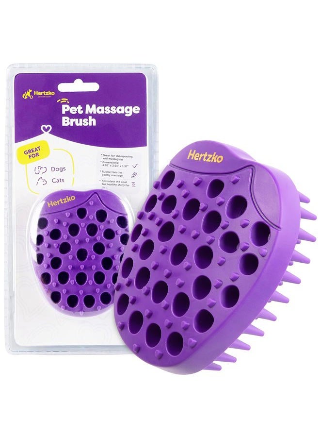 Hertzko Pet Bath & Massage Brush - Dog Bath Brush Scrubber for Shampooing and Massaging Dogs, Cats, Small Animals, Short/Long Hair - Rubber Curry Brush Dog - Removes Loose & Shed Fur (No Handle) - Image 1
