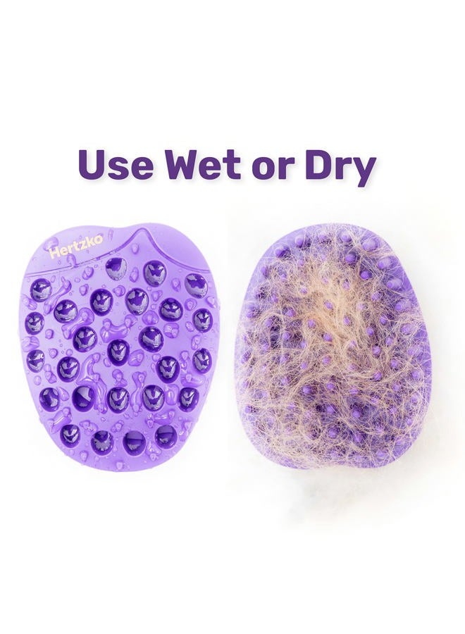 Hertzko Pet Bath & Massage Brush - Dog Bath Brush Scrubber for Shampooing and Massaging Dogs, Cats, Small Animals, Short/Long Hair - Rubber Curry Brush Dog - Removes Loose & Shed Fur (No Handle) - Image 4