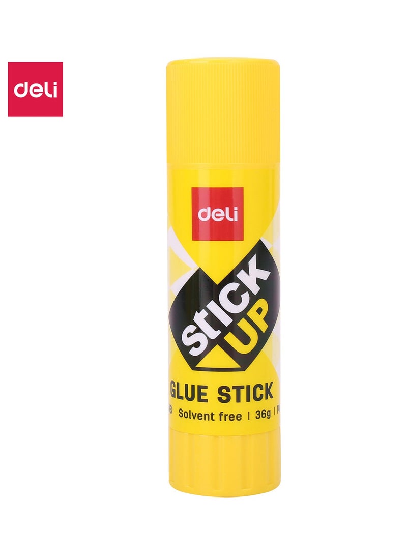 Deli EA20310 STICK UP PVP Glue Stick, 36g, White Glue, Yellow Barrel, Non-Toxic, Washable. - Image 1