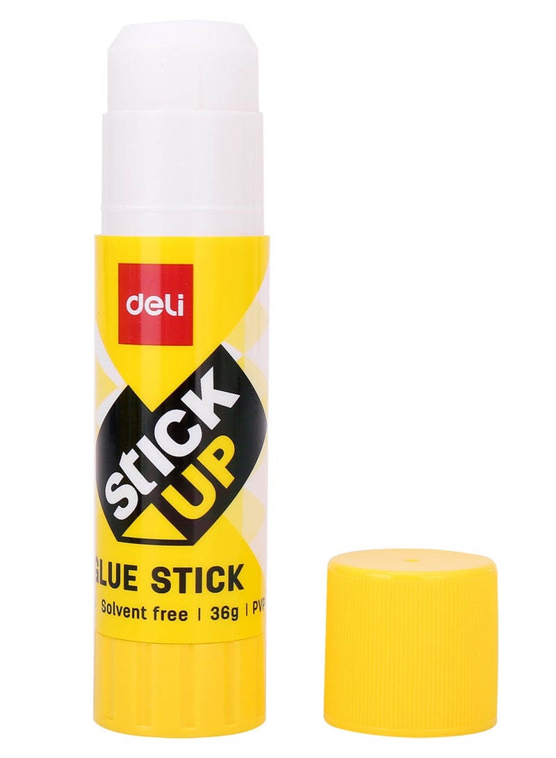 Deli EA20310 STICK UP PVP Glue Stick, 36g, White Glue, Yellow Barrel, Non-Toxic, Washable. - Image 2