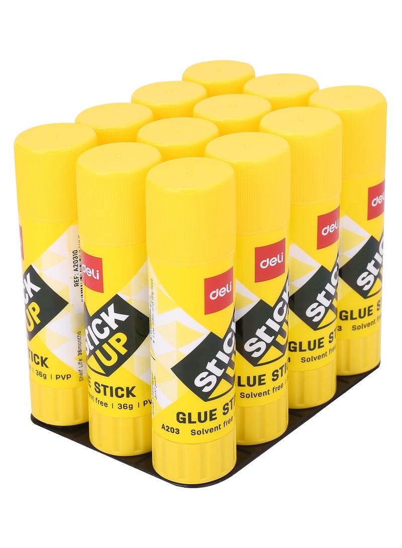 Deli EA20310 STICK UP PVP Glue Stick, 36g, White Glue, Yellow Barrel, Non-Toxic, Washable. - Image 3