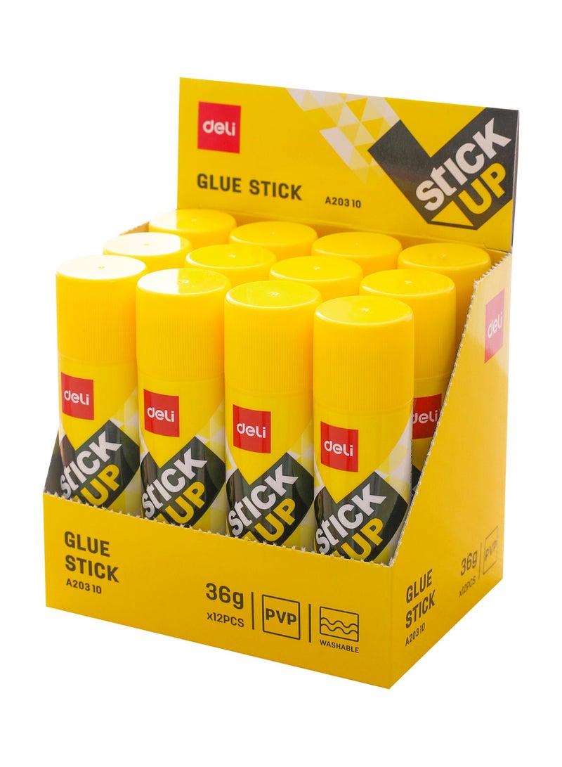 Deli EA20310 STICK UP PVP Glue Stick, 36g, White Glue, Yellow Barrel, Non-Toxic, Washable. - Image 4