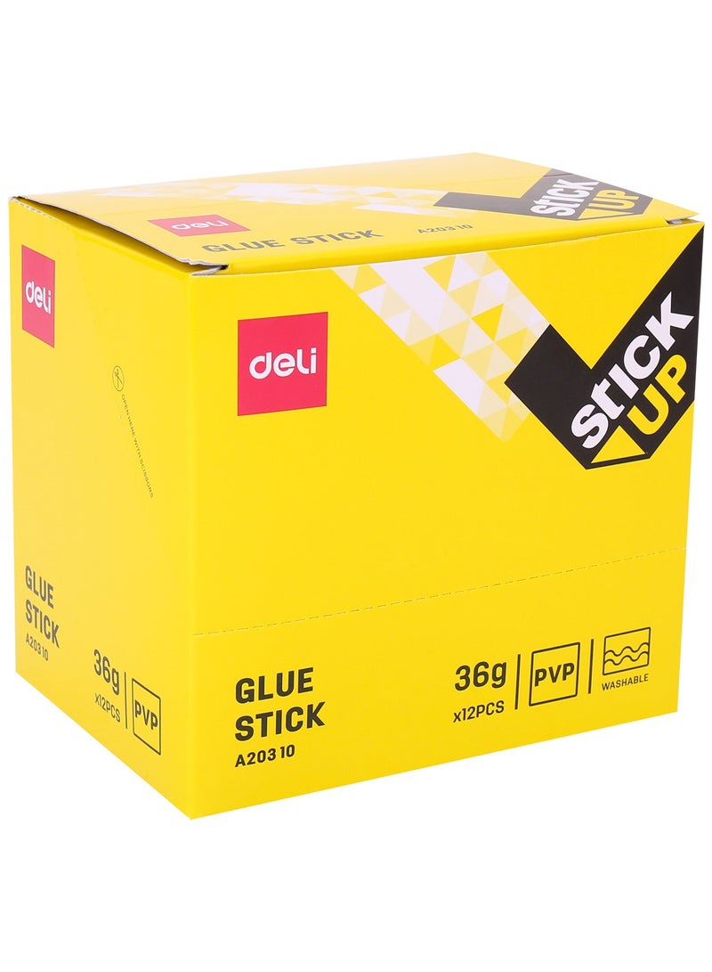 Deli EA20310 STICK UP PVP Glue Stick, 36g, White Glue, Yellow Barrel, Non-Toxic, Washable. - Image 5