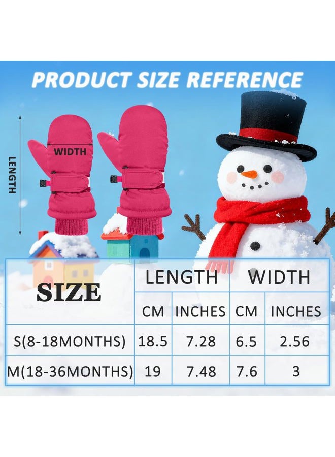 HOPSOOKEN Kids Winter Mittens Gloves Waterproof Thermal Warm Thick Fleece Snow Ski Gloves for Cold Weather Girls Boys, Rose Red, M(4-6 years) - Image 2