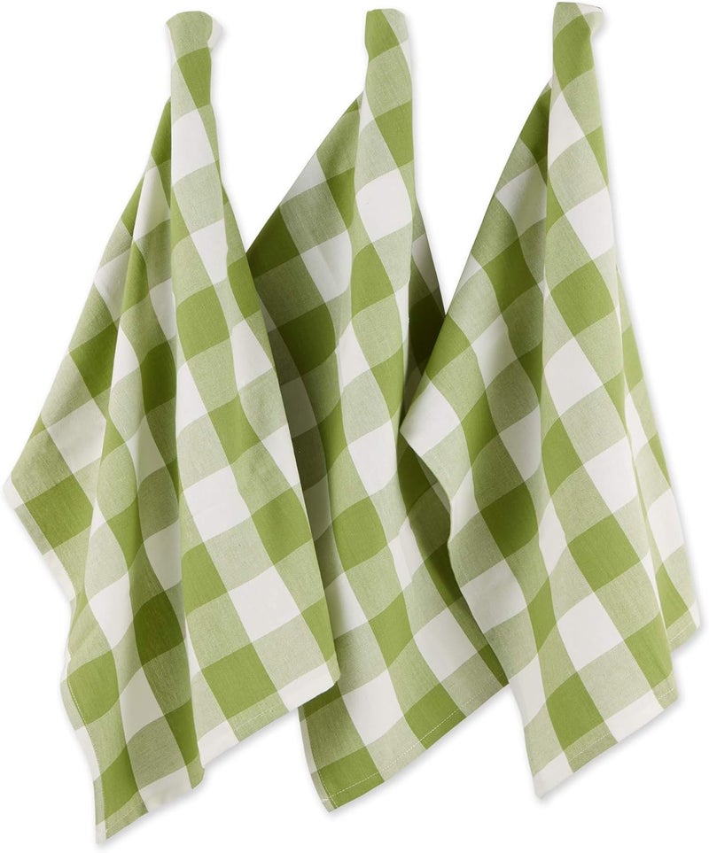 DII Buffalo Check Kitchen Collection, Classic Farmhouse Dishtowel Set, 20x30, Antique Green, 3 Piece - Image 1