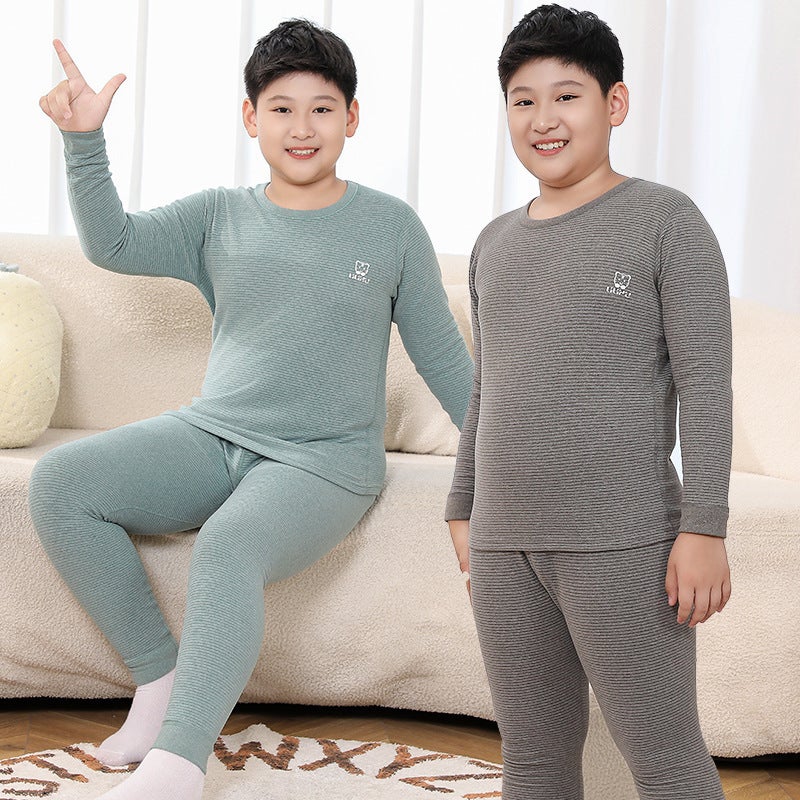 2024 Teenagers Fat Children Plus Fat Increase Comfortable Base Thermal Underwear Suit Big Boys And Girls Pajamas - Image 5