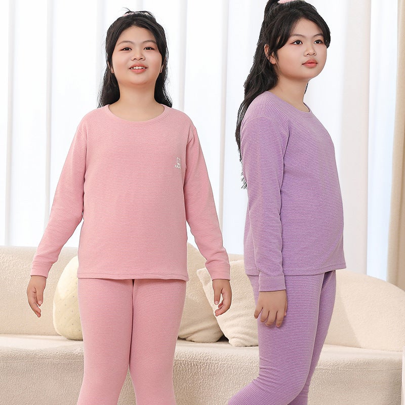 2024 Teenagers Fat Children Plus Fat Increase Comfortable Base Thermal Underwear Suit Big Boys And Girls Pajamas - Image 4