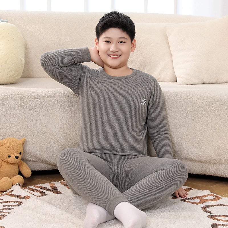 2024 Teenagers Fat Children Plus Fat Increase Comfortable Base Thermal Underwear Suit Big Boys And Girls Pajamas - Image 1