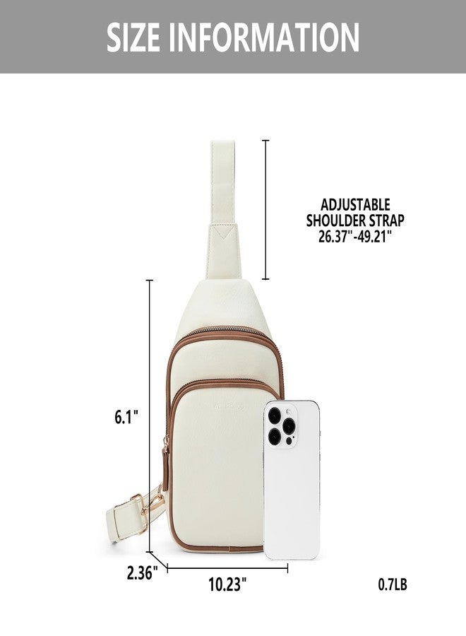 WESTBRONCO Small Sling Bag for Women Nylon Crossbody Sling Backpck Lightweight for Travel Casual Daily, Pu-beige - Image 3