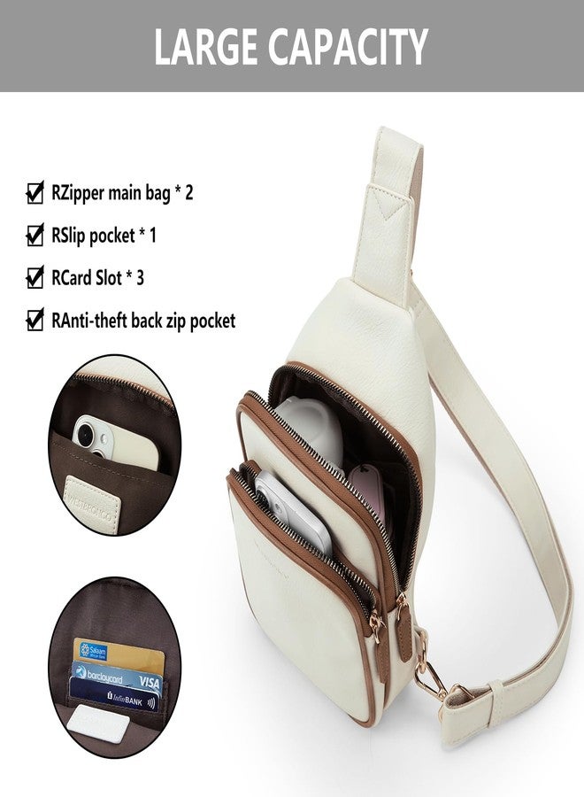 WESTBRONCO Small Sling Bag for Women Nylon Crossbody Sling Backpck Lightweight for Travel Casual Daily, Pu-beige - Image 5