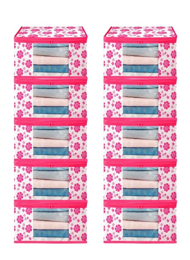 SHAPING FABRIC Garment Cover Non-Woven 90 GSM with Transparent Window & Double Metal Zipper - Pack of 10 | Dustproof Clothes Storage Bag for Sarees, Suits, Jackets, Shirts SBXLRL152493517524148525441 - Image 1
