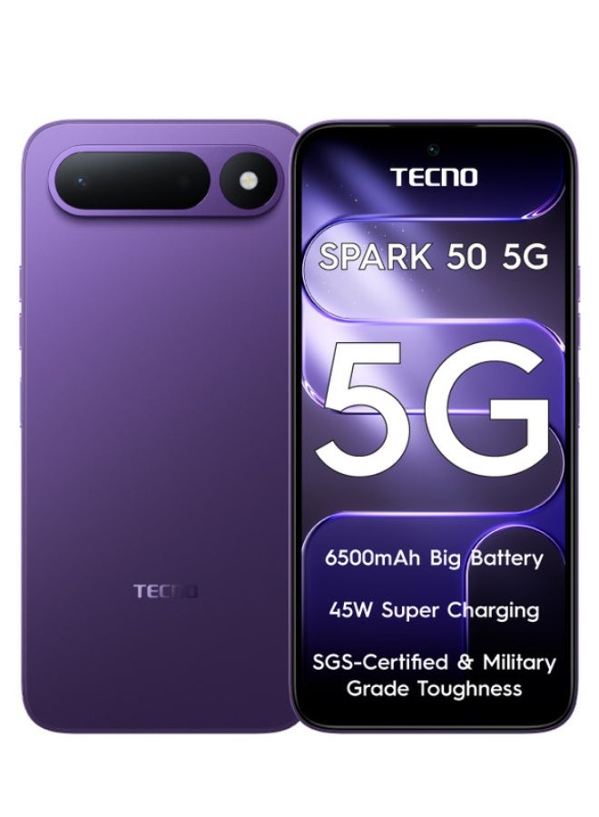 تكنو سبارك 50 5G ثنائي الشريحة 4 جيجابايت رام 256 جيجابايت بنفسجي فانتازي - إصدار الشرق الأوسط - Image 1