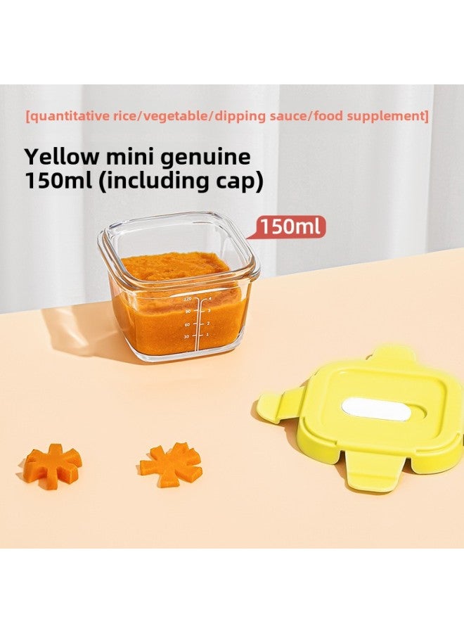 Portable Transparent Lunch Box Microwave Oven Preservation Box Soup Bowl Refrigerator Special Lid High Temperature Resistant Lunch Box Lunch Box White-Specifications:Yellow Graduated Food Supplement Box 150ml  - Image 1