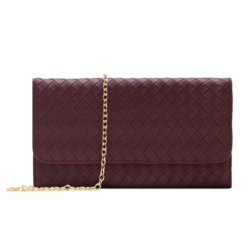 U+U Crossbody Bags for Women, Small Leather Bag with Removable Chain, Card Slots & Phone Pocket - Lightweight Purse Wallet (Burgundy) - Image 1