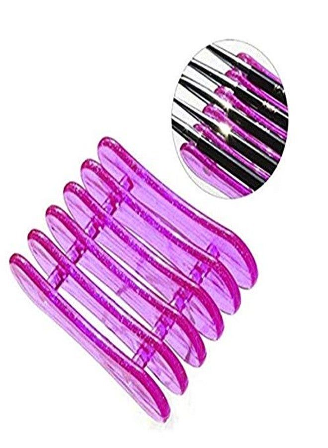 LASSUM لسم 2 قطع فرشاة طلاء الأظافر UV جل قلم حامل بلاستيكي لثبات 5 فرش منفصلة - Image 2