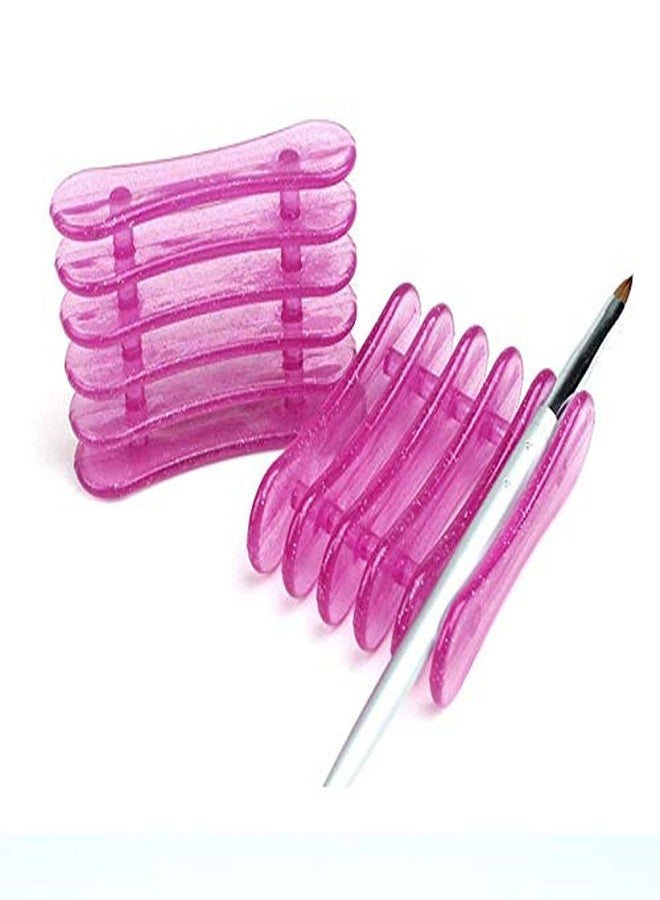 LASSUM لسم 2 قطع فرشاة طلاء الأظافر UV جل قلم حامل بلاستيكي لثبات 5 فرش منفصلة - Image 5