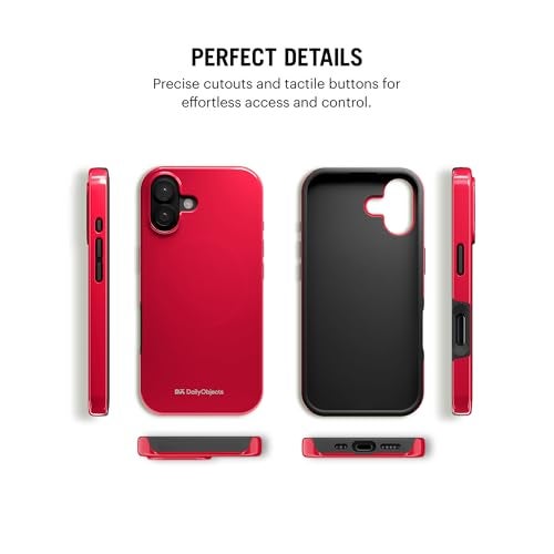 DailyObjects Polycarbonate Enamel Bumper Magsafe Case For iPhone 16 Compatible With Mag-Safe Wireless Charging | Red Hybrid Magnetic Back Cover - Image 5