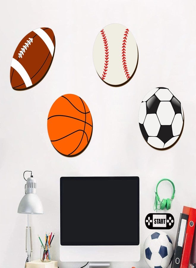 THEYGE Sport Ball Wall Decor Wood Sports Room Decorations Ball Room Decor Sport Wall Art Plaque Wooden Soccer Baseball Basketball Rugby Football Decor For Boys Room Kids Bedroom Teens Playroom Nursery - Image 1