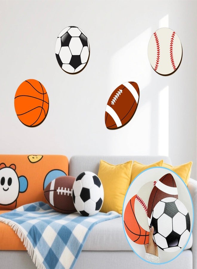THEYGE Sport Ball Wall Decor Wood Sports Room Decorations Ball Room Decor Sport Wall Art Plaque Wooden Soccer Baseball Basketball Rugby Football Decor For Boys Room Kids Bedroom Teens Playroom Nursery - Image 4