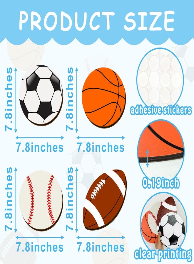 THEYGE Sport Ball Wall Decor Wood Sports Room Decorations Ball Room Decor Sport Wall Art Plaque Wooden Soccer Baseball Basketball Rugby Football Decor For Boys Room Kids Bedroom Teens Playroom Nursery - Image 3