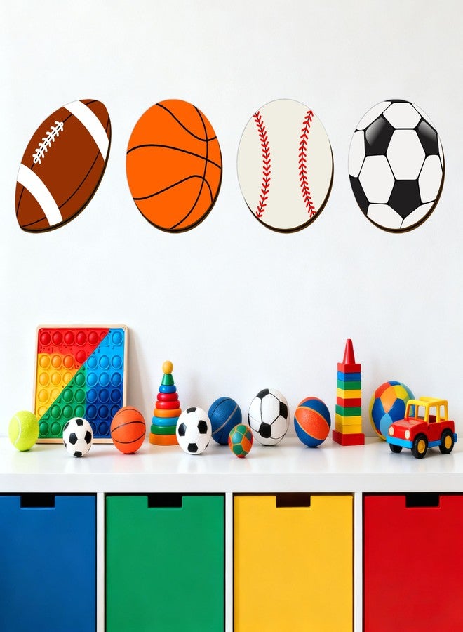 THEYGE Sport Ball Wall Decor Wood Sports Room Decorations Ball Room Decor Sport Wall Art Plaque Wooden Soccer Baseball Basketball Rugby Football Decor For Boys Room Kids Bedroom Teens Playroom Nursery - Image 2