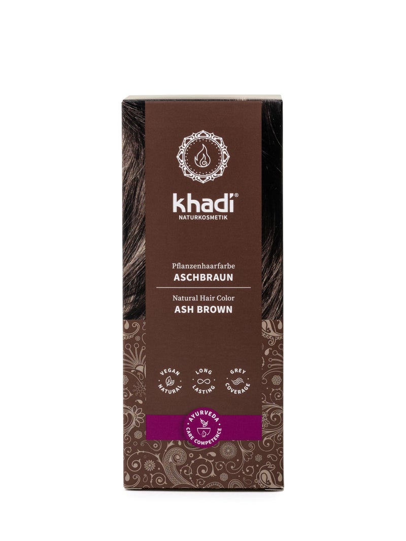khadi ASH BROWN Natural Hair Color 35oz Plant based hair dye for matte medium ash brown to intense coffee brown  without red undertones 100 herbal vegan PPD  chemical free for healthy hair