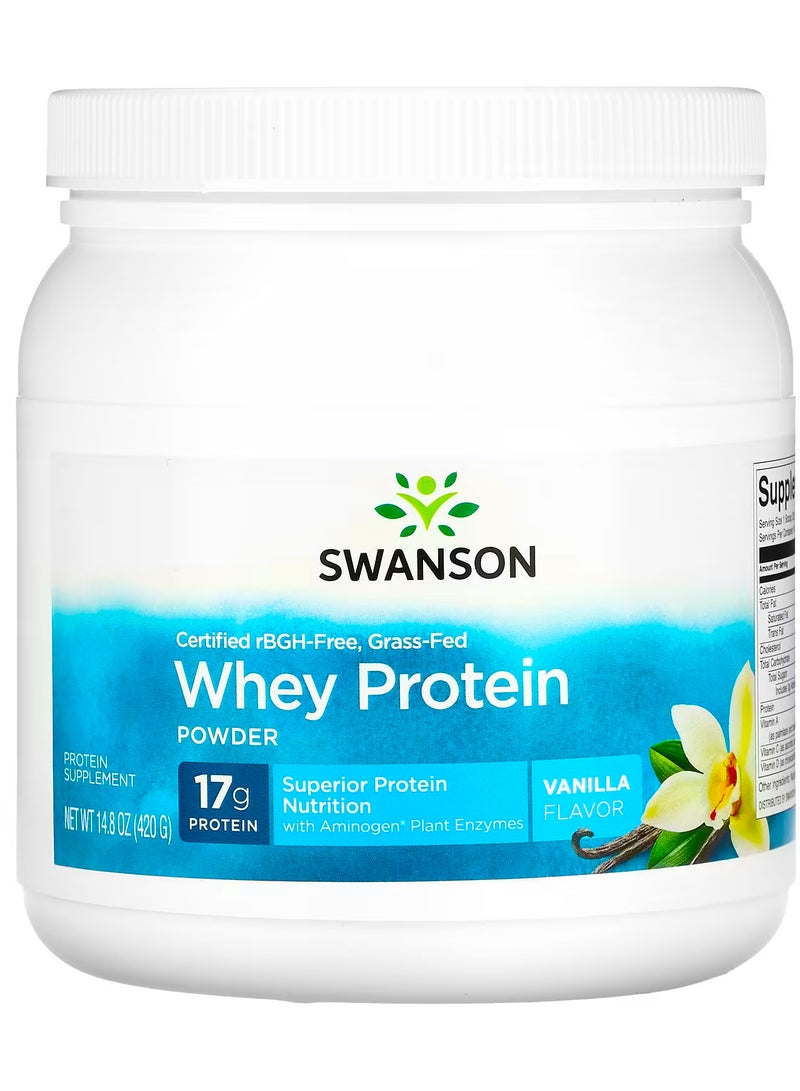 سوانسون مسحوق بروتين مصل اللبن الذي يتغذى على العشب ، بالفانيليا ، 14.8 أونصة (420 جم)