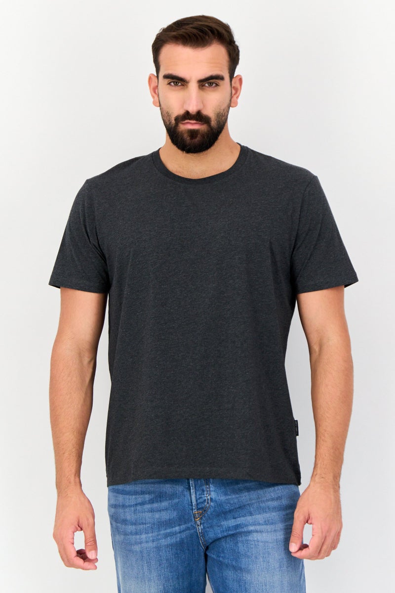 VINCE CAMUTO Men Crew Neck Short Sleeve Heather T-Shirt, Charcoal - Image 1