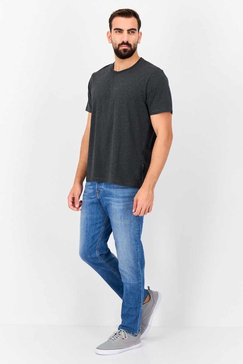 VINCE CAMUTO Men Crew Neck Short Sleeve Heather T-Shirt, Charcoal - Image 2