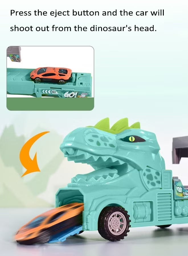 Aimayapet Dinosaur Swallowing Car, Dinosaur Truck Toys for Kids Aged 3+ Ejection Slide Track Storage Car Folding Portable Dinosaur Race Track Truck Toy Car with 2 Race Tracks Dinosaur Transporter Truck Toy Swallowing Car Children's Toys Gift - Image 5