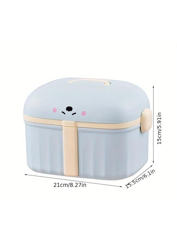 IMUU IMUU 1Pc Portable Plastic Cute Dog Design Emergency Medicine Storage Box Detachable Tray Lock With Handle First Aid Kit Box Vanity Jewellery Organiser Box For Jewellery Cosmetic Sky Blue  - Image 2