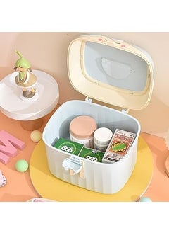IMUU IMUU 1Pc Portable Plastic Cute Dog Design Emergency Medicine Storage Box Detachable Tray Lock With Handle First Aid Kit Box Vanity Jewellery Organiser Box For Jewellery Cosmetic Sky Blue  - Image 4