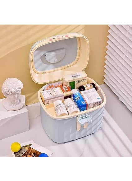 IMUU IMUU 1Pc Portable Plastic Cute Dog Design Emergency Medicine Storage Box Detachable Tray Lock With Handle First Aid Kit Box Vanity Jewellery Organiser Box For Jewellery Cosmetic Sky Blue  - Image 5