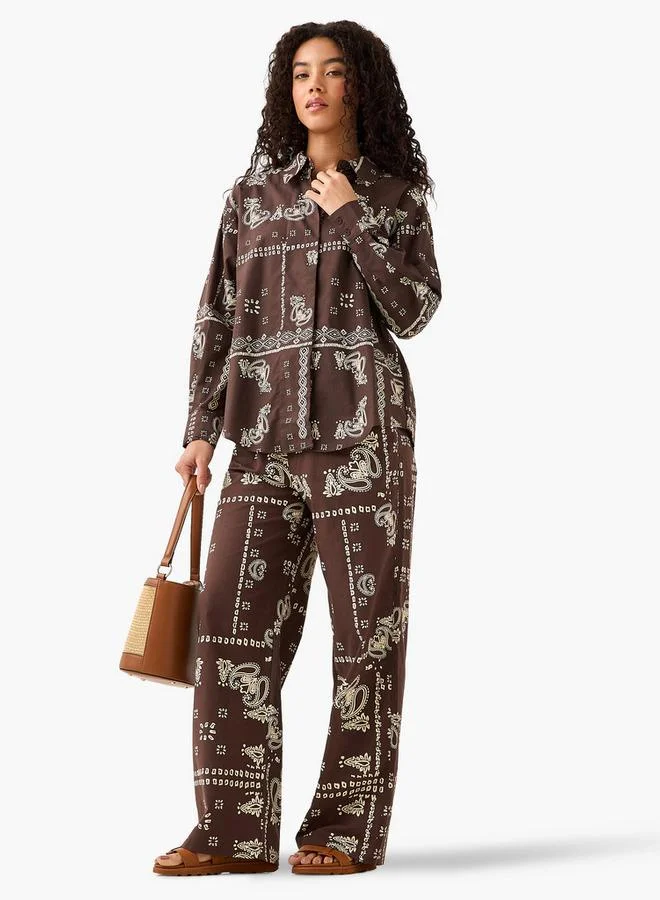 Lee Cooper  Lee Cooper Mid Rise Pants with Drawstring Closure Cotton for Women | Best Price UAE
