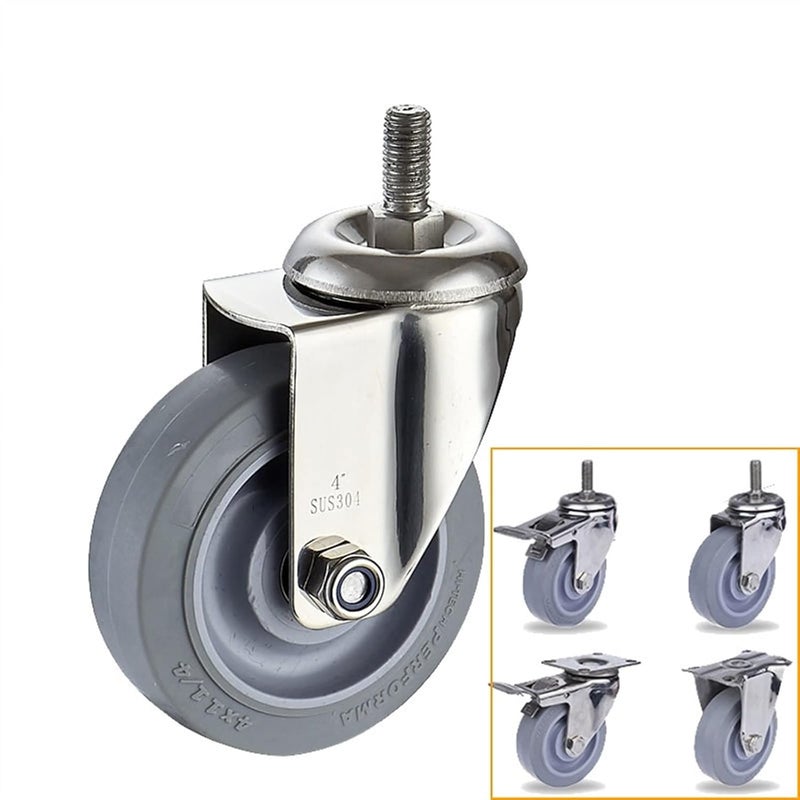 3 Inch Stainless Steel Caster Wheels With Universal Plate Polyurethane Mute No Rust Industrial Casters - Image 3
