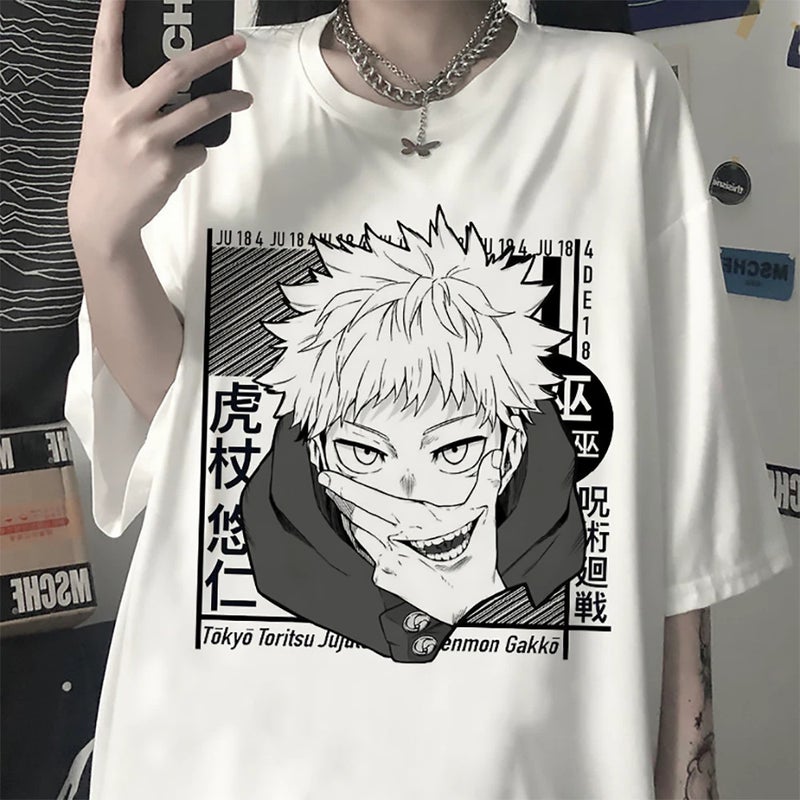 Popular Anime Mantra Back Battle Five Wu Peripheral T-Shirt Street Hip Hop Casual Round Neck Short Sleeve Top - Image 3