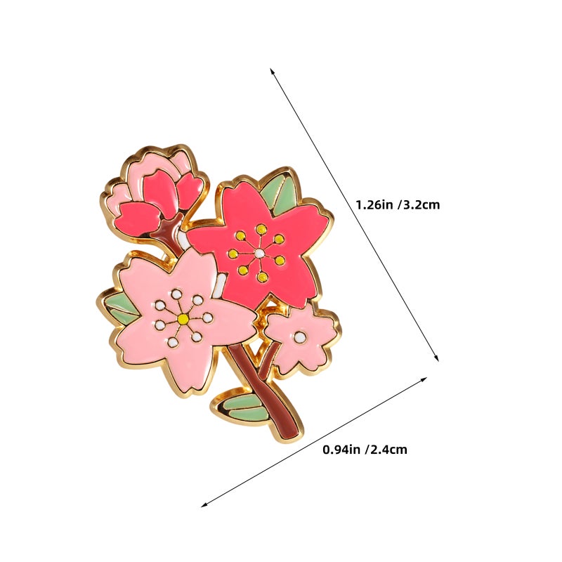 Dress Brooch Cherry Blossom Lapel Pins Women Pink Zinc Alloy Decorative Brooches 12Pcs - Image 2