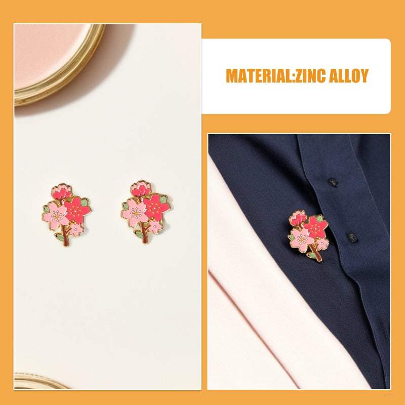Dress Brooch Cherry Blossom Lapel Pins Women Pink Zinc Alloy Decorative Brooches 12Pcs - Image 5