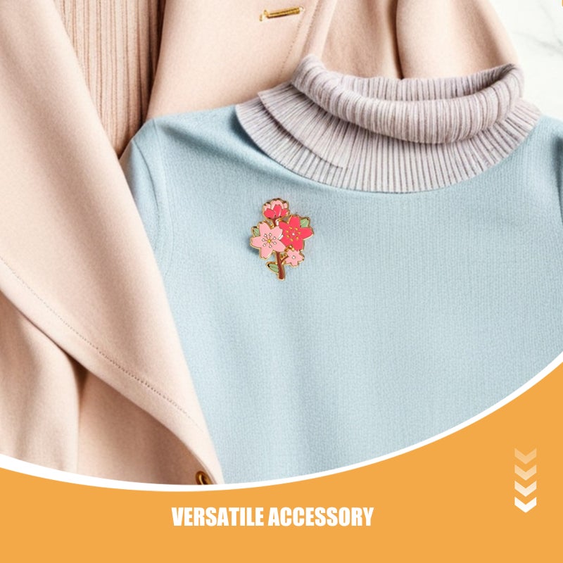 Dress Brooch Cherry Blossom Lapel Pins Women Pink Zinc Alloy Decorative Brooches 12Pcs - Image 4