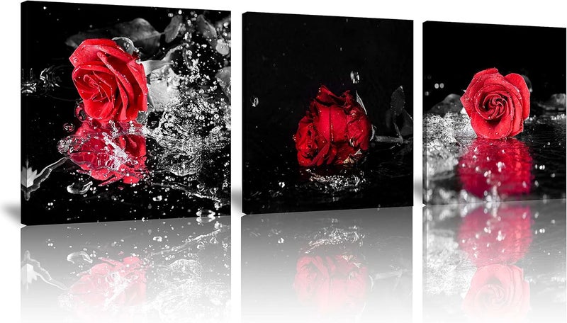 NAN Wind 3 Pcs Red Rose Canvas Art - Image 1