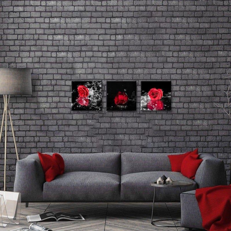 NAN Wind 3 Pcs Red Rose Canvas Art - Image 5