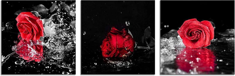 NAN Wind 3 Pcs Red Rose Canvas Art - Image 2
