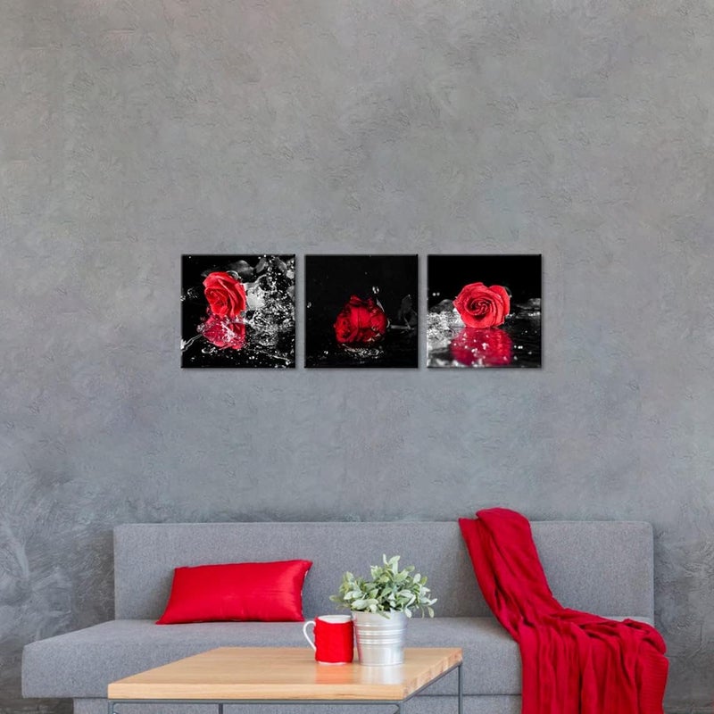 NAN Wind 3 Pcs Red Rose Canvas Art - Image 3