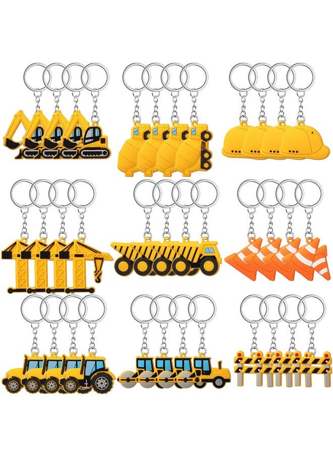 Fumete 36 Pcs Construction Party Favors Construction Key Chains Construction Engineering Excavator Tractor Keychain Birthday Party Supplies For Kids Baby Shower Return Gifts Construction Party Decorations - Image 2