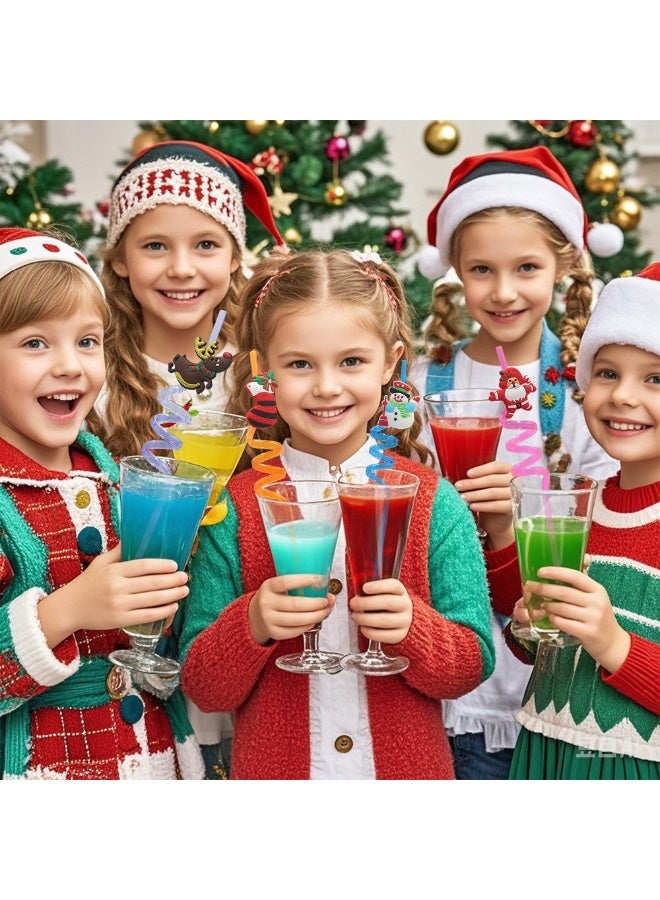 Plastic Straw, Pack of 4 Reusable Drinking Straws, Novelty Curly Plastic Children's Straw, Ice Cream, Fruit Party Straws for Birthday Party Decoration, Christmas Party Accessories - Image 5